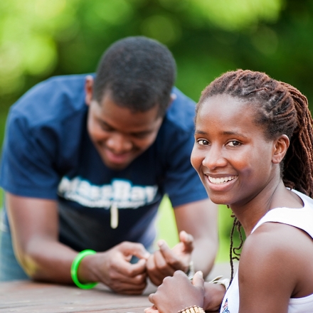 Girl smiling outside 1