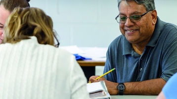 professor with students