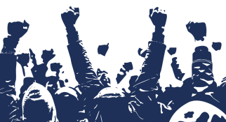 Political Protest Group, in high-contrast silkscreen style.